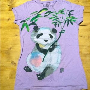 Panda Bear purple T-shirt girls Sz L